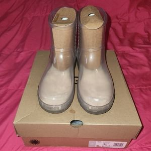 Clear UGG rain boots with UGG Socks